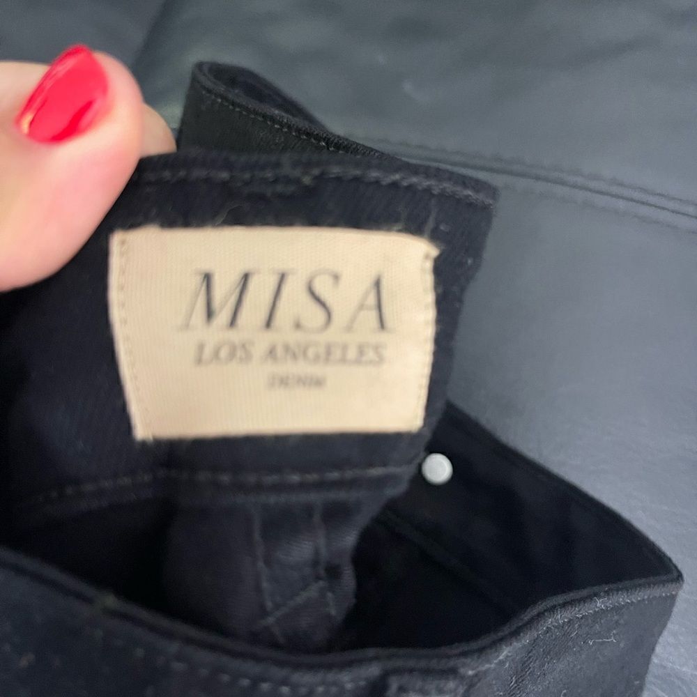 Misa Los Angeles Black Flare leg Jeans denim w Grommets size 24 - Picture 3 of 8